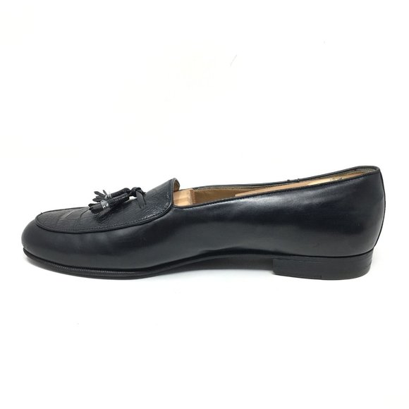 Men\'s Salvatore Ferragamo Loafers Shoes Size 9 2E Black Genuine Ostrich Claw main image 8